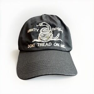 Liberty‎ or Death Don't Tread On Me Hat Cap Black Cotton Strapback Snake Faded